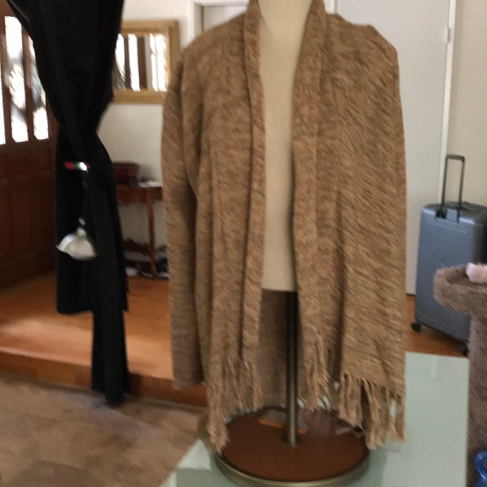 INC GENTLY USED LONG FALL SWEATER WITH FRINGE